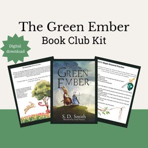 May include: A digital book club kit titled "The Green Ember" with the book cover and recipe cards. The book cover features two rabbits on a hill. The kit includes the book, recipe cards, and a digital download starburst.