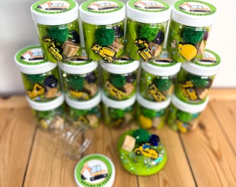 Construction Truck Sensory Playdough Kit – Birthday Party Favors, Set of 5 Jars