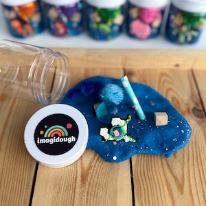 Toy Story Inspired Playdough Set – 5 Sensory Jars for Birthday Party Favors | Buzz and Woody Theme | ImagiDough