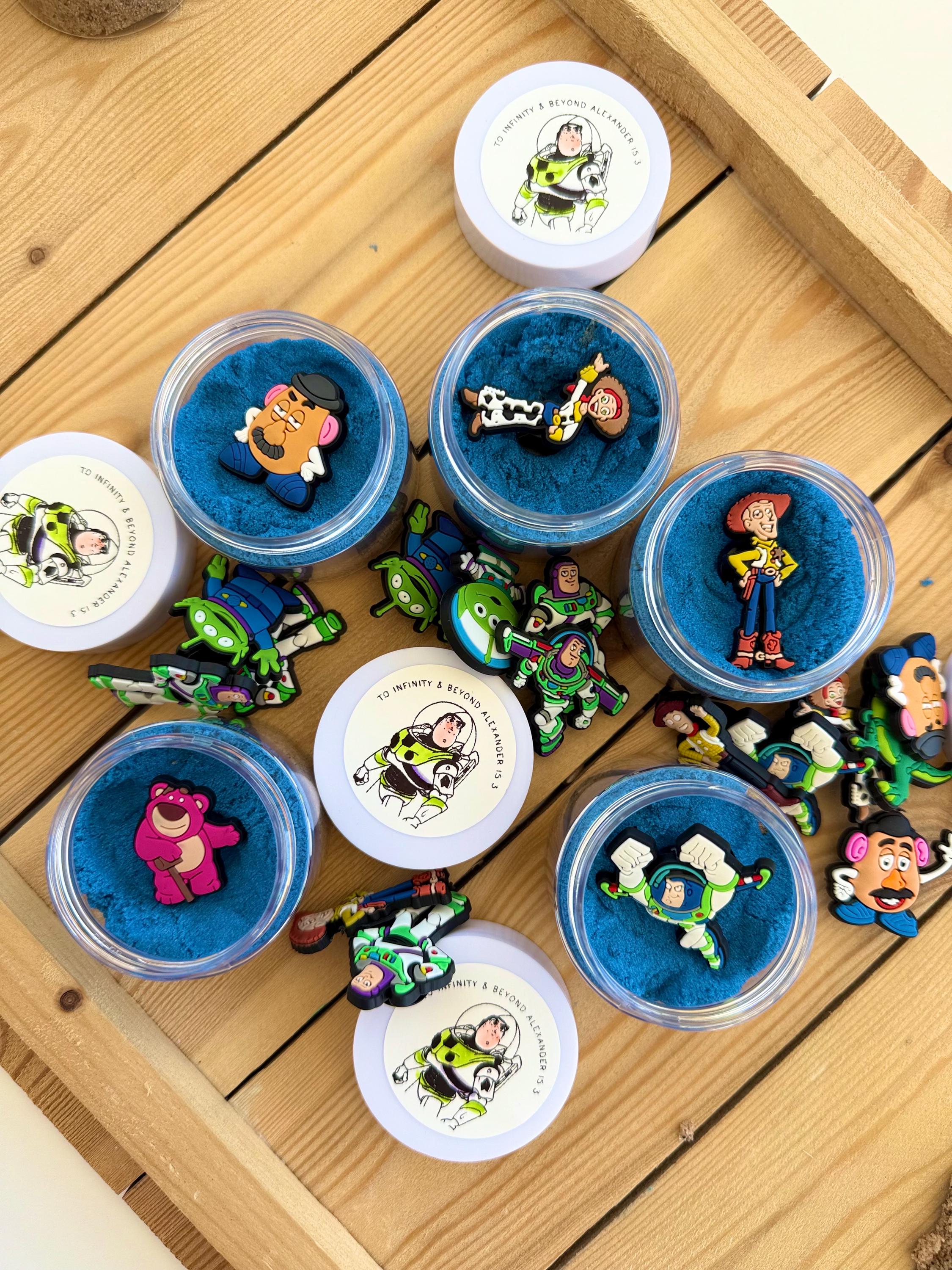 Toy Story Inspired Kinetic Sand Set – Sensory Jars for Birthday