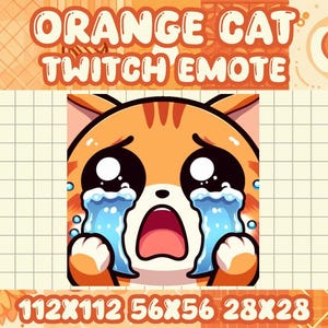 Orange Tabby Cat Crying Emote: Twitch & Discord (Digital Download)