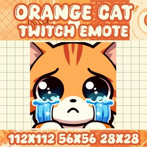 Orange Tabby Cat Cry Emote for Twitch/Discord (Digital Download)