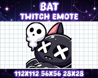 May include: A black and white cartoon bat with a skull and crossbones design. The bat has pink ears and is wearing a white cross over each eye. The image is on a white grid background with the text "112x112 56x56 28x28" at the bottom.
