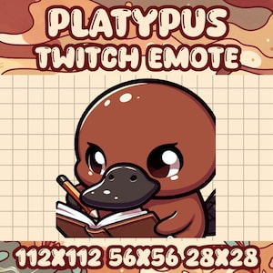 Emote per note di Ornitorinco marrone per Twitch Discord Note di gioco carine