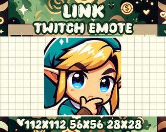 Link Thinking Emote: Legend of Zelda Chibi Twitch/Discord Icon (Digital Download)