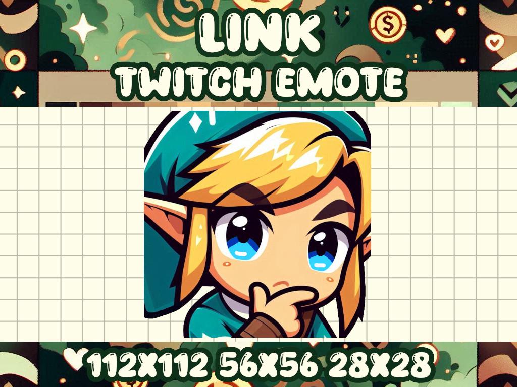 Link Thinking Background Link Thinking Emote: Legend of Zelda Chibi Twitch/discord Icon (digital ...