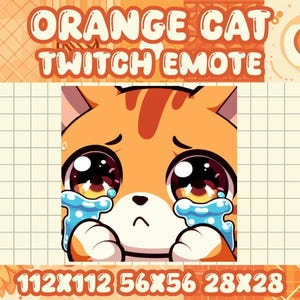 Orange Tabby Cat Crying Emote for Twitch/Discord (Digital Download)