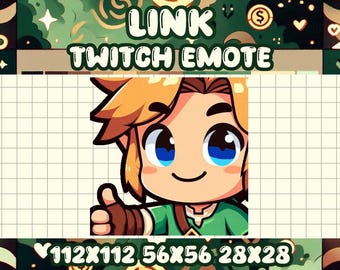 Emotka kciuka w górę: Ikona Zeldy Chibi na Twitchu/Discordu (pobranie cyfrowe)