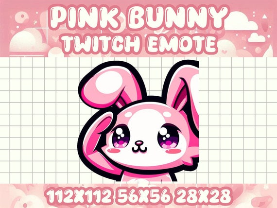 p*様 SALUTE X SKOOT EMOCHU Pink Bunny Salute Emote for Twitch and Discord Kawaii Gamer Icon