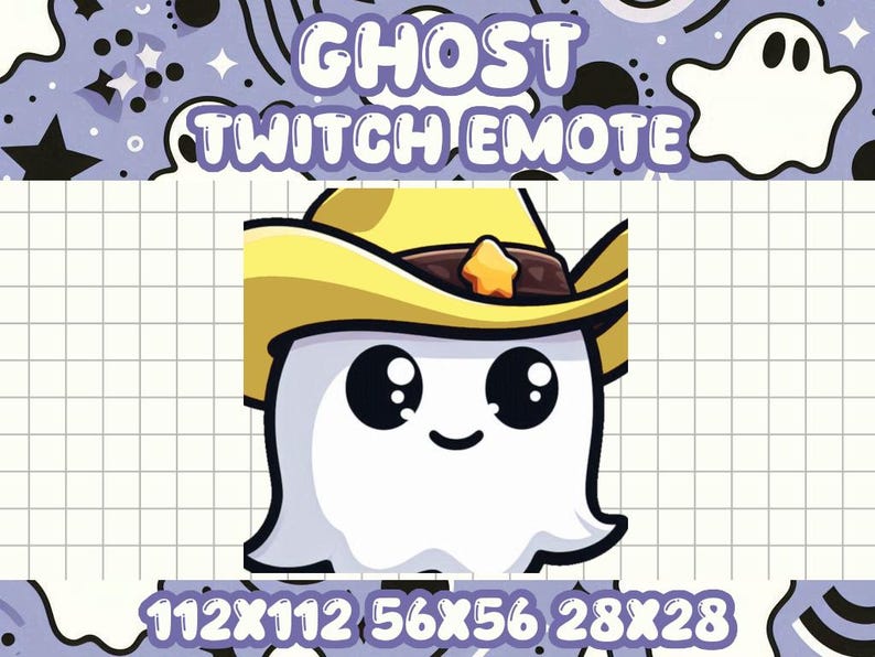 Ghost Cowboy Hat Emote | Cute Kawaii Icon for Twitch and Discord Gamers ...