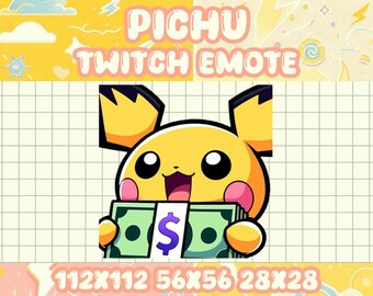Pichu Money Emote for Big Wins and Donation Moments on Twitch and Discord