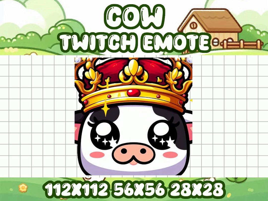 Pcrow Emote Cow Crown Emote | Kawaii Royal Icon for Twitch and Discord - Etsy