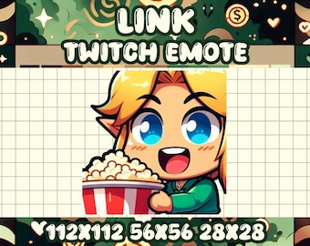 Emotka Popcorn Link: Chibi z Legend of Zelda na Twitchu/Discord (do pobrania w wersji cyfrowej)