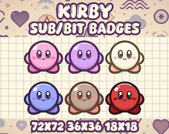 Kirby Sub or Bit Badge Icons for Twitch Streamers