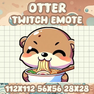 Brown Otter Ramen Noodles Emote for Twitch Discord Kawaii Livestream