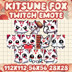 Kitsune Fuchs Emote 10er Pack Bundle | Starter Kit für Twitch Affiliates & Discord