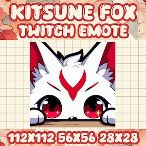 Kitsune Fox Peek Emote dla Twitch i Discord – Słodka ikona Kawaii Gamer | Lurk Hide Sneaky Incognito Table AFK Lurking Meme Funny