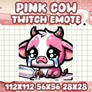 Emote roze koe gemorste melk voor Twitch and Discord