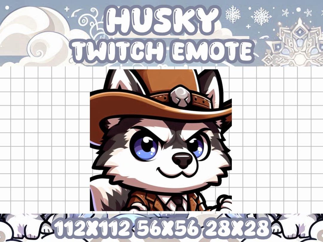 Husky Cowboy Hat Emote for Twitch and Discord - Chibi Animal Icon | Dog ...