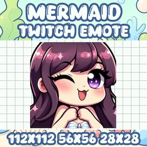 Mermaid Wink Emote | Cute Kawaii Ocean Icon for Twitch and Discord