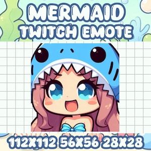 Mermaid Shark Hat Emote | Cute Kawaii Ocean Icon for Twitch and Discord
