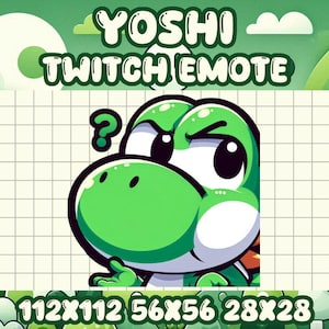 Grün Yoshi Verwirrt Emote | Super Mario Bros Icon für Twitch & Discord