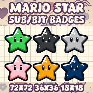 Mario Star Sub or Bit Badge Icons for Twitch Streamers