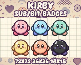 Kirby Sub or Bit Badge Icons for Twitch Streamers