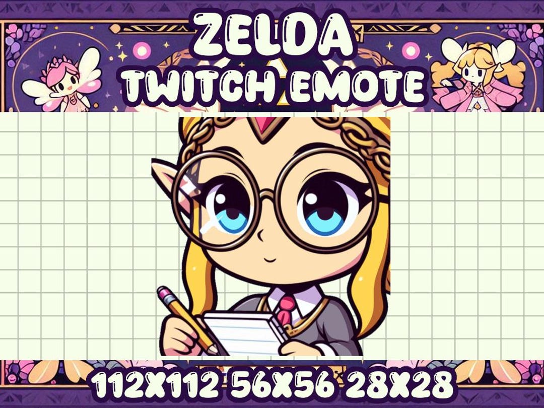 Princess Zelda Notepad Emote | Kawaii Hyrule Icon for Twitch and ...