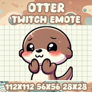 Brown Otter Shy Emote for Twitch and Discord - Kawaii Chibi Icons