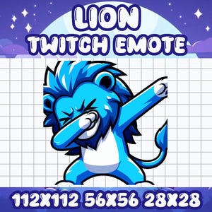 ブルー ライオン ダブ エモート | かわいい Twitch および Discord アイコン | ライブストリーム ダンス パーティー ムーブ ハイプ スワッグ クール ダンシング レイブ用のかわいいちびゲーマー エモート