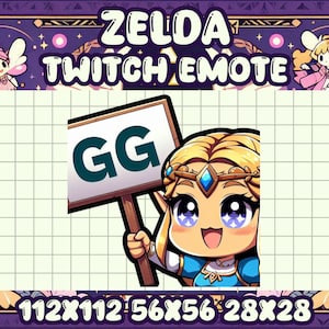 Princess Zelda GG Emote | Cute Chibi Icon for Twitch & Discord Gamers