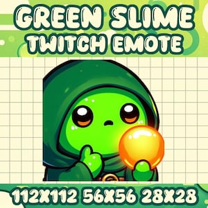 Green Slime Pondering Orb Twitch Emote: Kawaii Discord Icon (Digital Download)