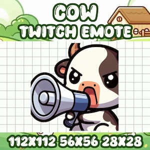 Cow Megaphone Emote | Cute Kawaii Chibi Icon for Twitch and Discord