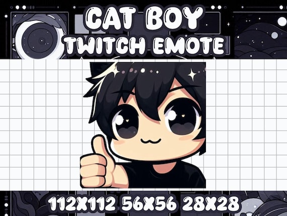 Black Cat Boy Thumbs up Emote for Twitch Discord Gamers