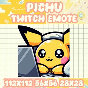 Pichu Laptop-emote för fokuserade streamögonblick på Twitch och Discord
