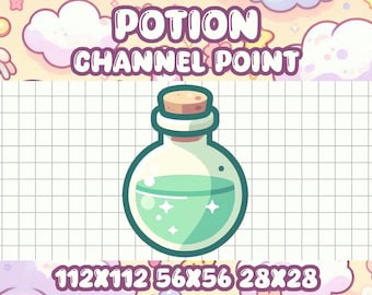 Green Potion Emote: Kawaii Fantasy Icon for Twitch/Discord (Digital Download)