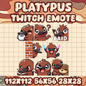 Schnabeltier Emote Bundle: Kawaii Twitch & Discord Icons (8er-Pack)