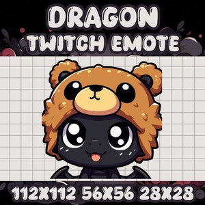 ゲーマーエモートTwitch Discord用のブラックドラゴンテディベアハットエモート