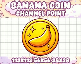 Gold Banana Coin Channel Point Symbol | Kawaii Gamer Abzeichen für Twitch und Discord