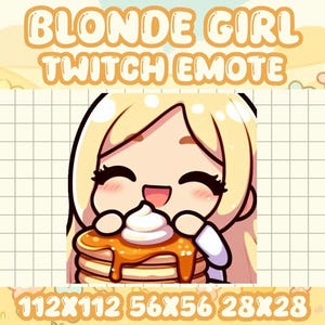 Blondes Mädchen Pfannkuchen Emote | Süßer Kawaii Frühstück Chibi Icon für Twitch und Discord