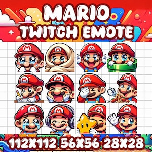 Mario Emote-Bundle (12er-Pack) | Super Mario Twitch & Discord Emoji Set