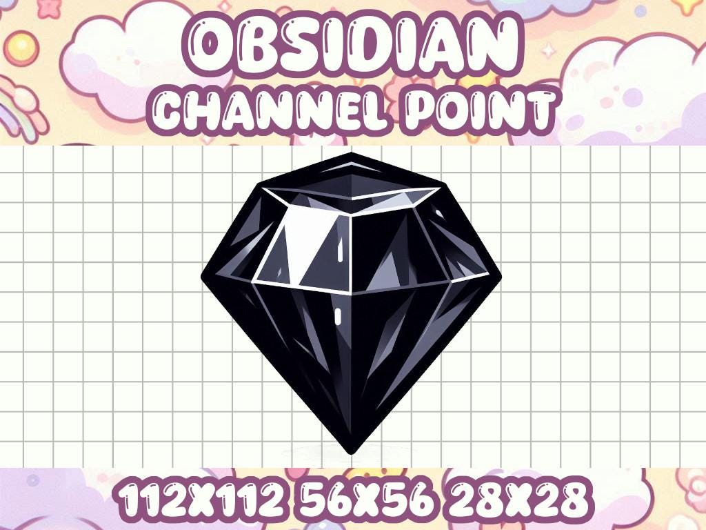 Obsidian Crystal Channel Point Emote: Kawaii Gem Icon (Digital Download)