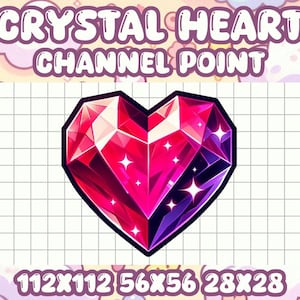 Crystal Heart Channel Point Icon | Kawaii Reward and Emote for Twitch and Discord
