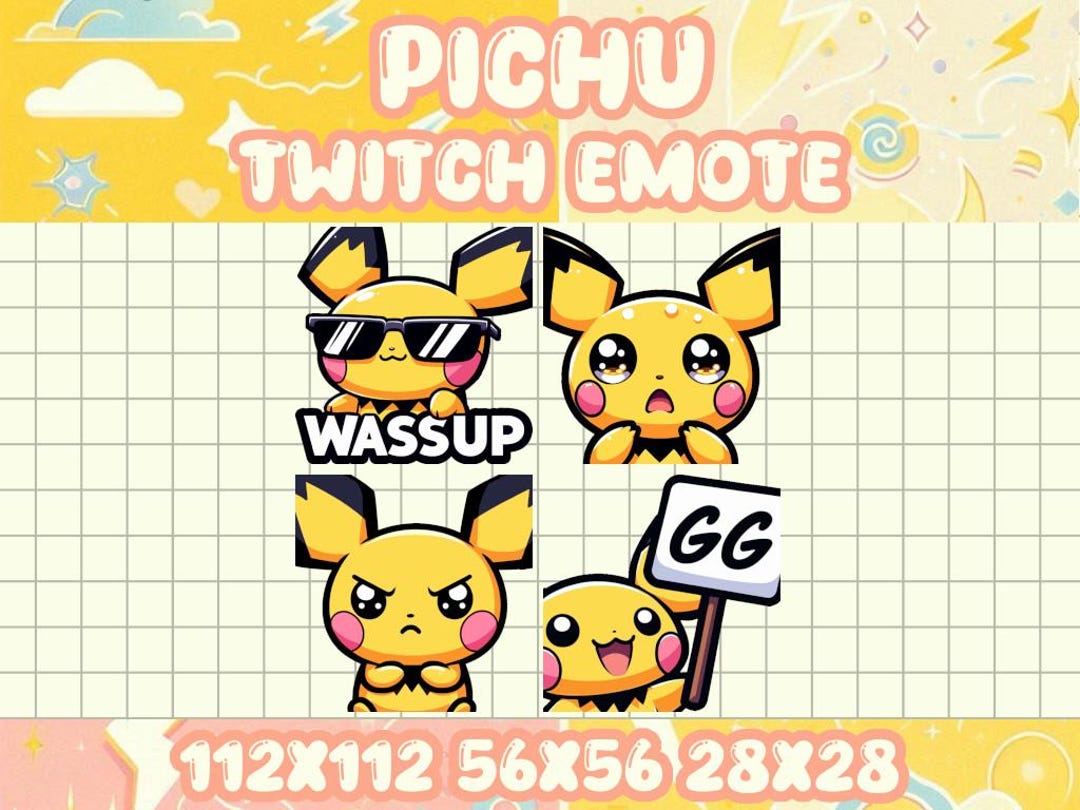Pichu 4 Pack Emotes | Twitch & Discord Reaction Emote Set - Etsy