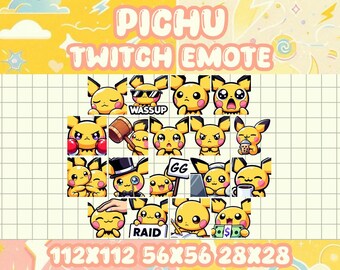 Pichu 18 Emote Pack for Stream Reactions on Twitch and Discord