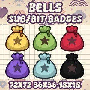 Bells Sub or Bit Badge Pack | Kawaii ACNH Icons for Twitch Streamers