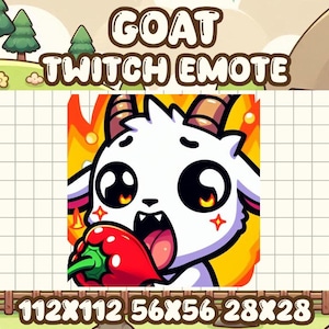 Goat Spicy Emote | Kawaii Chibi Hot Pepper Reaction Icon for Twitch and Discord
