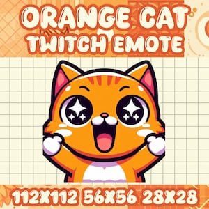 Orange Tabby Cat Hype Emote: Twitch/Discord Streamer Icon