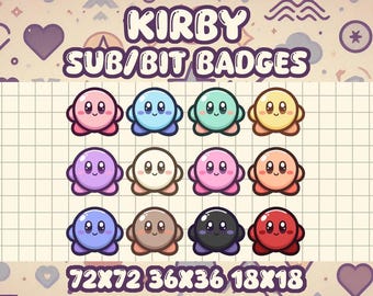Kirby Sub or Bit Badge Icons for Twitch Streamers